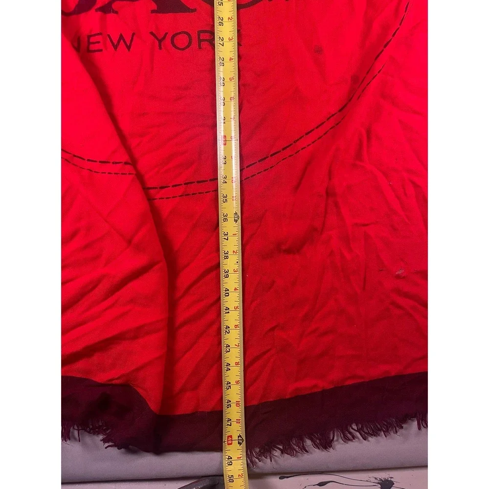 Coach New‎ York Red Burgundy Horse and Carriage Logo Oversized Square Scarf Wrap